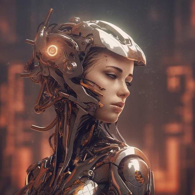 Illustrated animated warrior in robotics suits