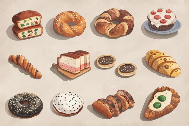 Photo illustrated bakery products