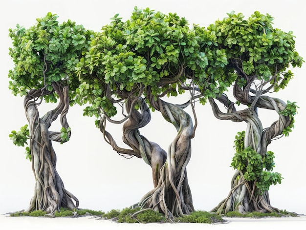 Ficus benghalensis의 일러스트레이션 컬렉션, 바니안 트리, 제너레이티브 AI