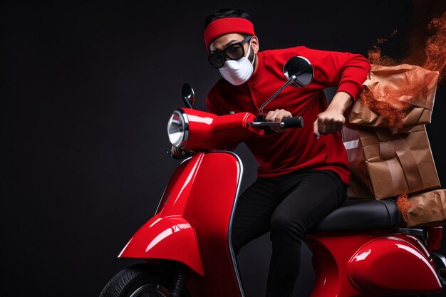 Photo illustrated delivery service with mask