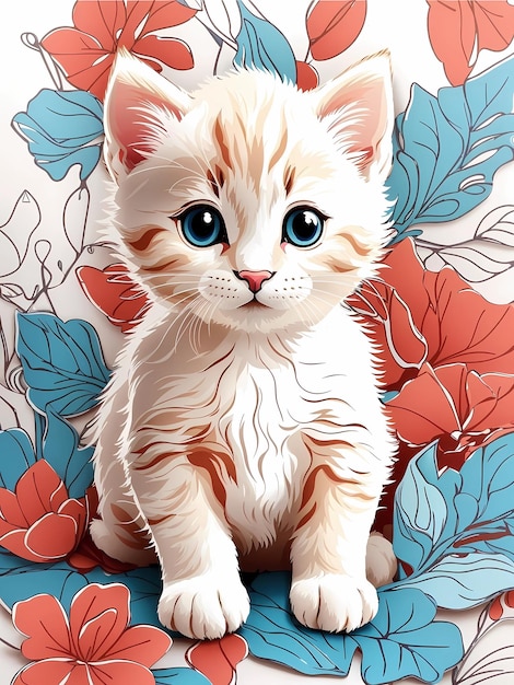 illustrated kitten pattern