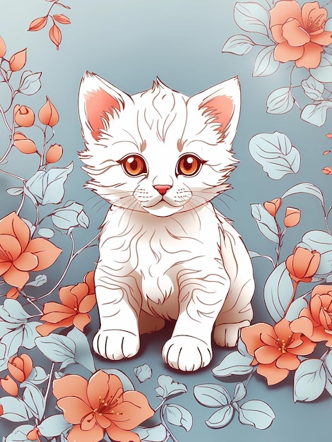 illustrated kitten pattern