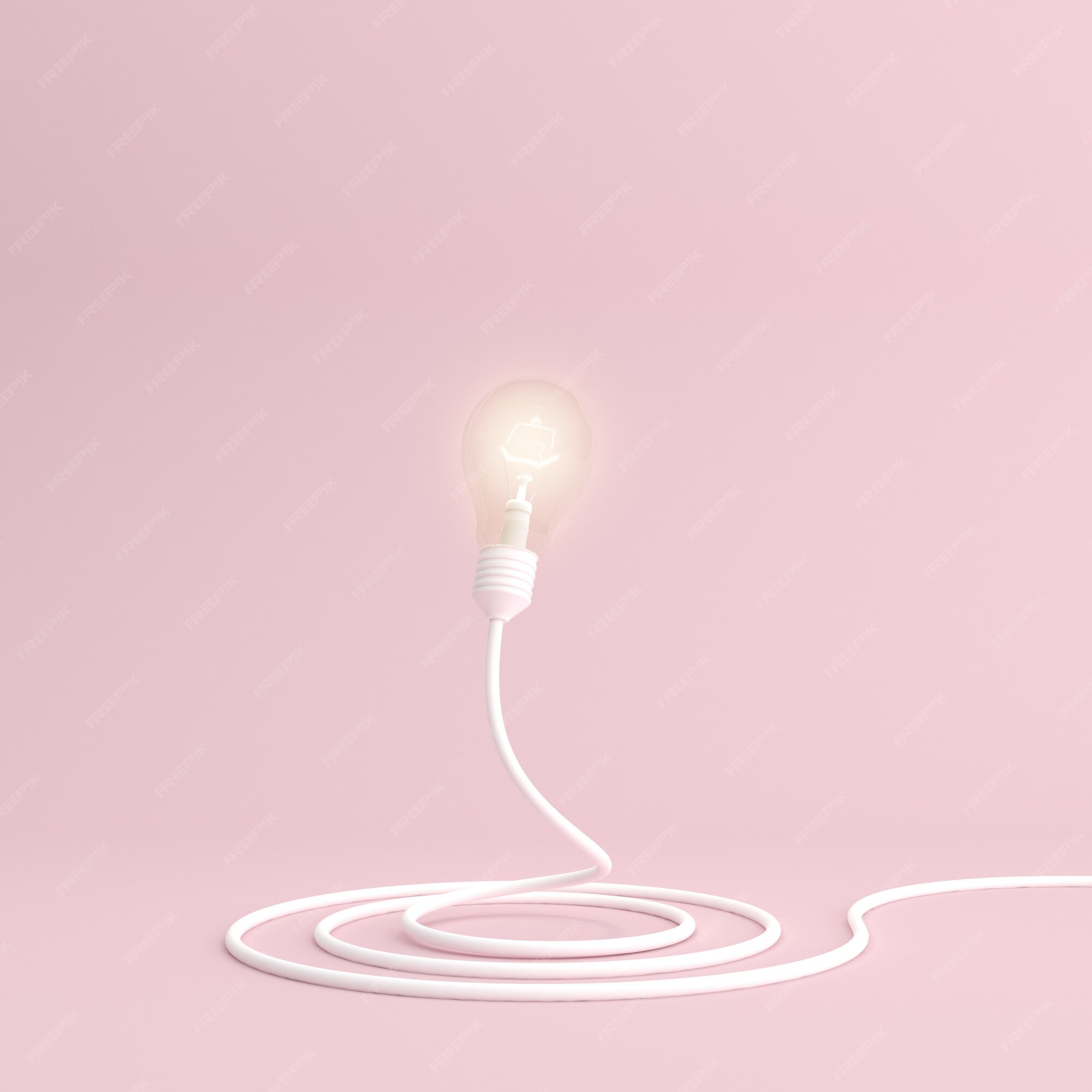 Premium Photo | Illustrated light bulb on pink background minimal ...