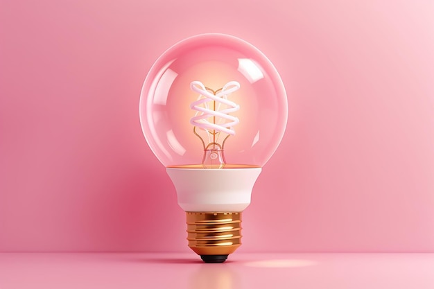 Illustrated light bulb on pink background minimal style