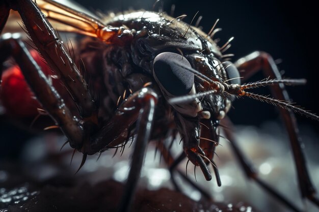 Иллюстрированный укус комара Тигровый комар на коже Generative Ai
