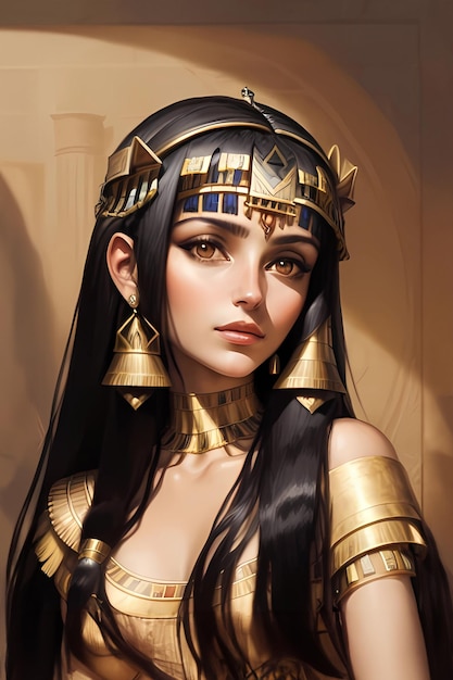 Illustrated portrait of queen Cleopatra queen of Egypt