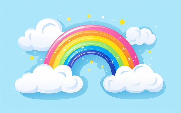 Illustrated rainbow cloud icon vibrant and playful