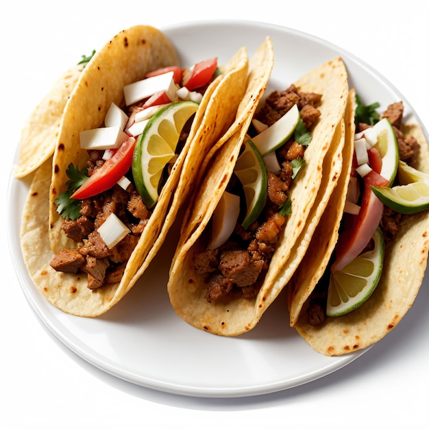 An illustrated realistic tacos on an isolated white background