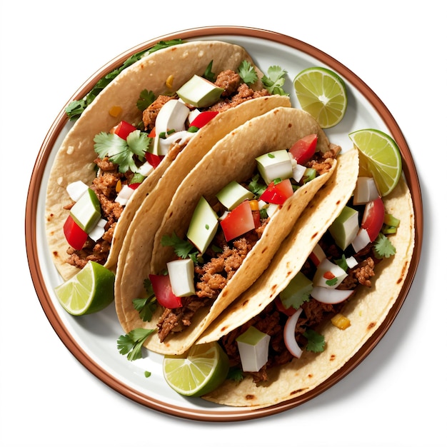 An illustrated realistic tacos on an isolated white background