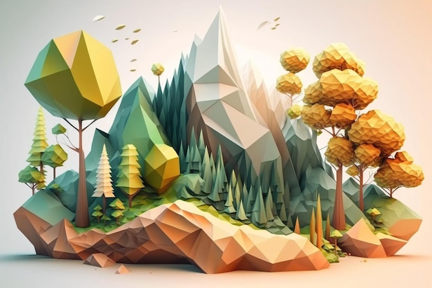 Illustratie 3D render Low Poly Art Duurzame Ontwikkeling en MilieuxA