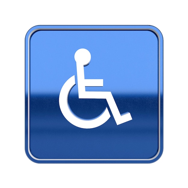 Illustratie 3D rolstoel gehandicapt metalen bord op grijze achtergrond Toegang en diensten voor gehandicapten concept