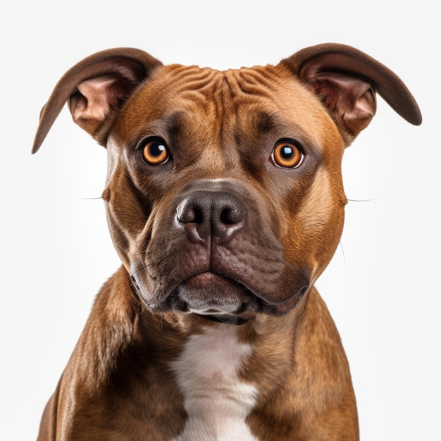 Illustratie AI generatie American Staffordshire Terrier hondenkop op een witte achtergrond