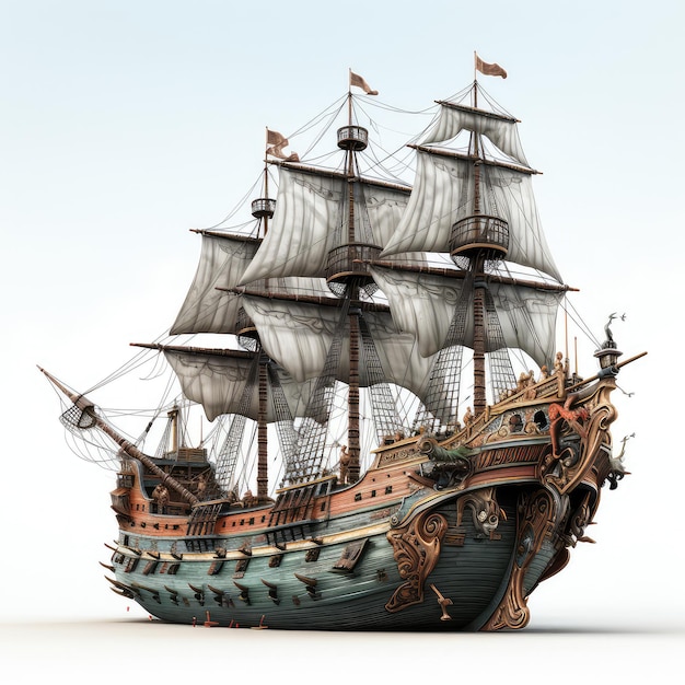 Foto illustratie boeiende showcase van perfecte piraten schip isolatie kunstwerk