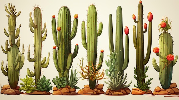Foto illustratie cactus witte achtergrond genereren van ai