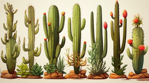 illustratie cactus witte achtergrond Genereren van AI