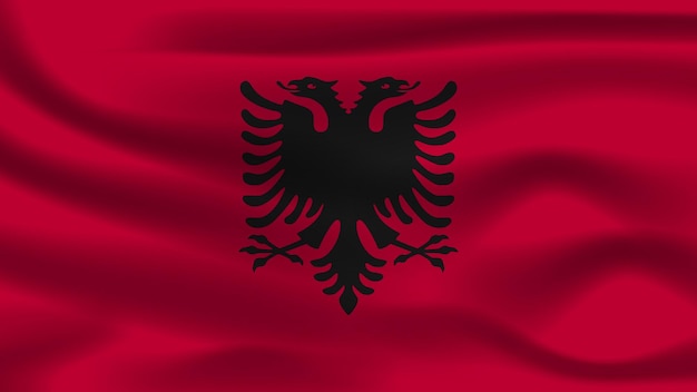 Foto illustratie concept onafhankelijkheidssymbool pictogram realistische golvende vlag 3d kleurrijk van albanië