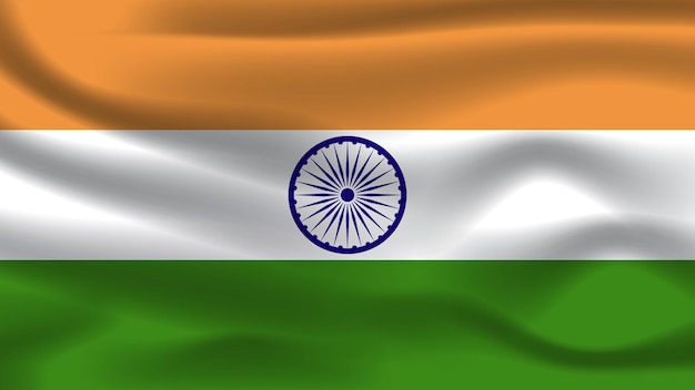 Illustratie concept onafhankelijkheidssymbool pictogram realistische golvende vlag 3d kleurrijk van India