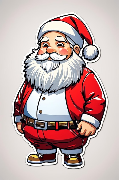 illustratie dik schattig santa zijaanzicht sticker schone witte achtergrond professionele vector hoog