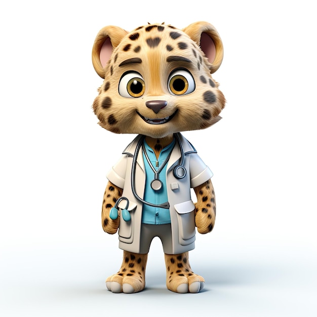 illustratie dokter cheetah in cartoon stijl