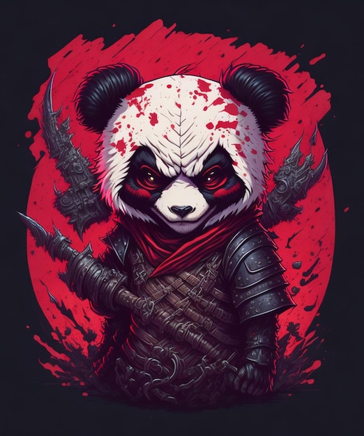 illustratie gezicht kwade ninja panda