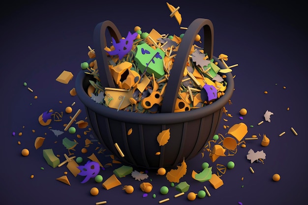 illustratie halloween confetti mand generatieve ai