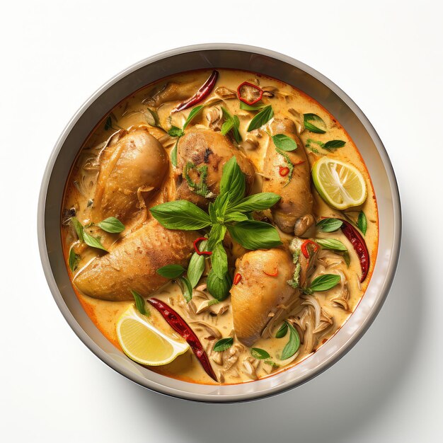 illustratie heerlijke kip curry bovenste witte foto