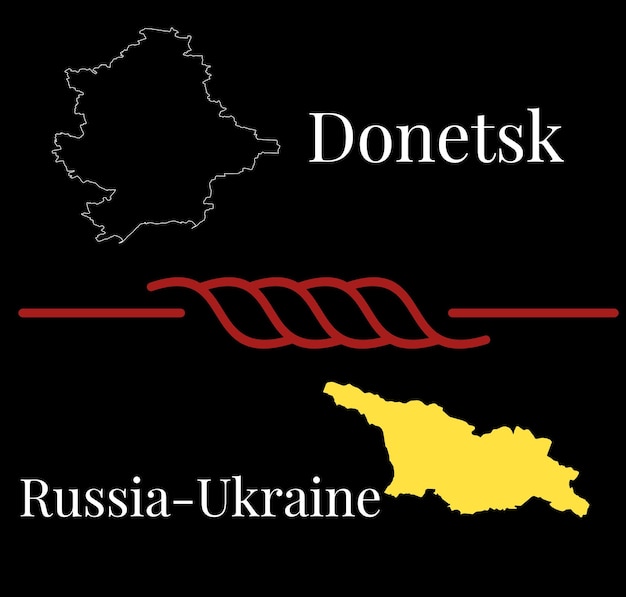 Illustratie icoon van grens tussen landen Het concept van spanningen in Donetsk en langs de grens tussen Rusland en Oekraïne escaleert