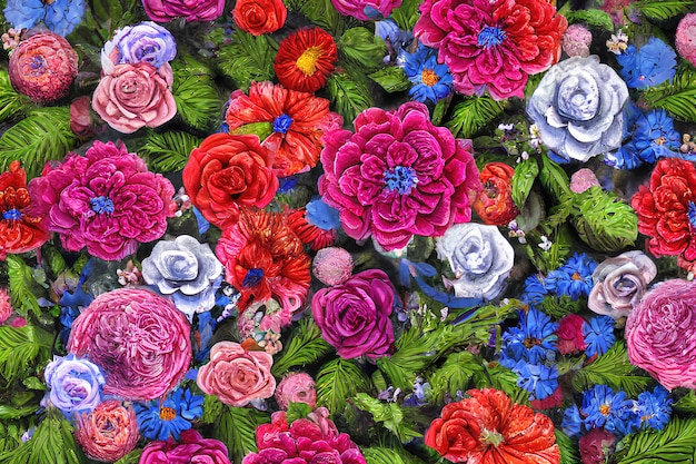 Illustratie in kleur met bloemen