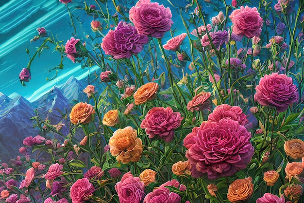 Illustratie in kleur met bloemen