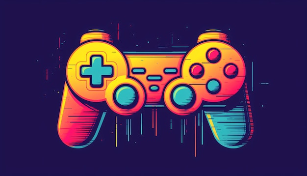 Illustratie in retrostijl van een gamepad