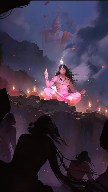 Illustratie India Maha Shivratri in roze