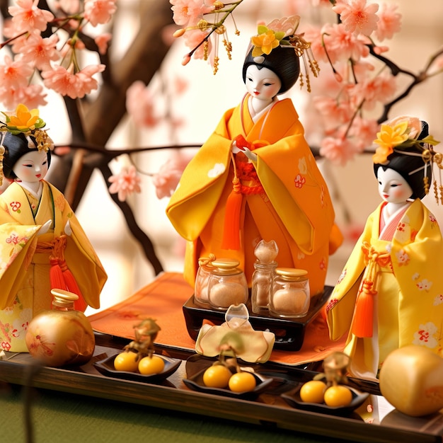 illustratie Japan Dolls Festival in geel