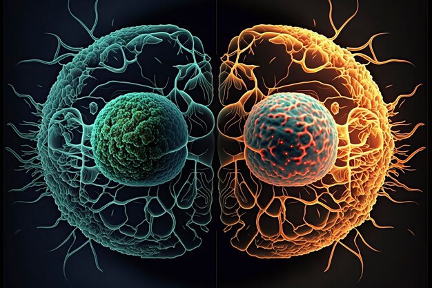 illustratie kankercellen delen of verspreiden generatieve ai