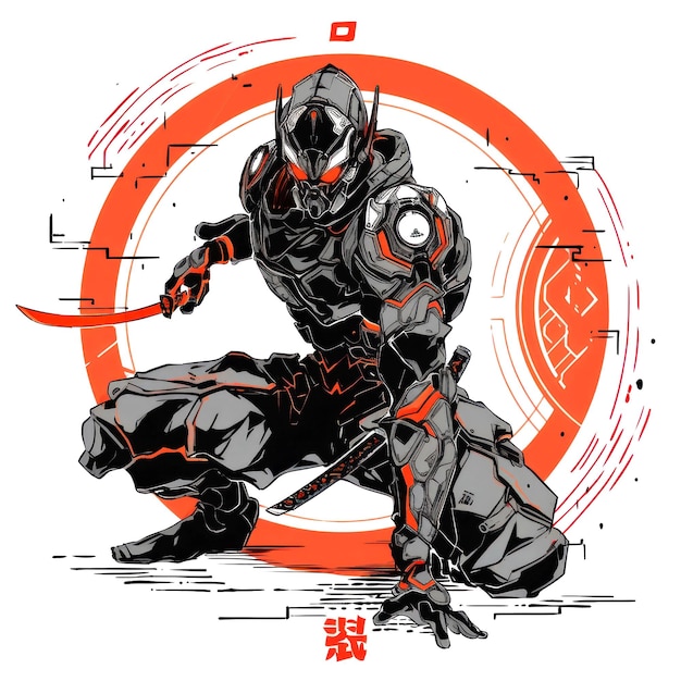 illustratie kunst karakter van moderne shinobi isoleren op witte achtergrond