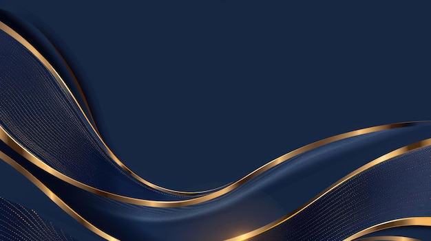 Illustratie luxe golf gouden lijnen verlichting effect op donkerblauwe achtergrond AI gegenereerde afbeelding