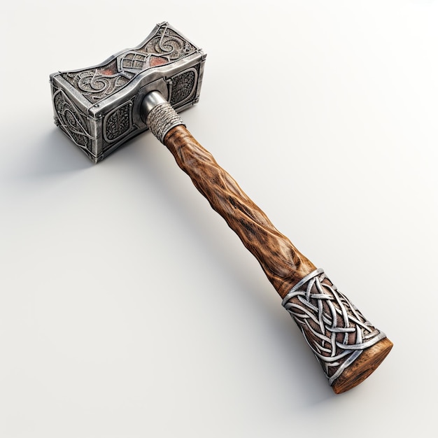 Foto illustratie met een perfecte weergave van thor's hamer mjolnir