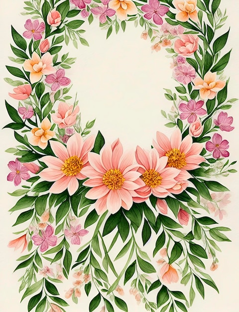 Illustratie met waterverfkleuren van abstracte bloemen Delicate bloemenkroon op een witte pagina