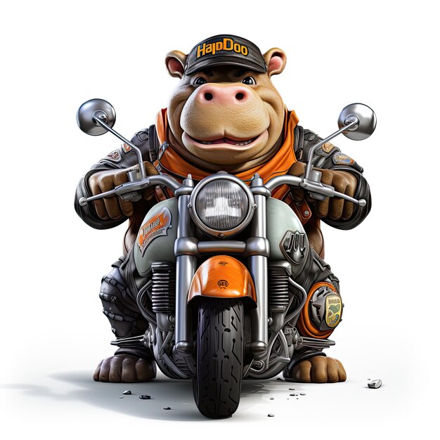 illustratie nijlpaard in motorbende trots