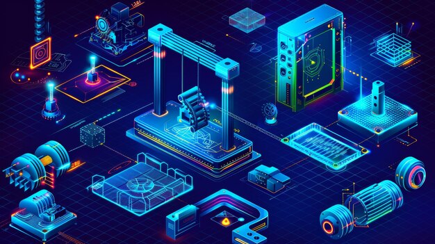 Foto illustratie over 3d-printer filament gcodes prototyping achtergronden en modellering