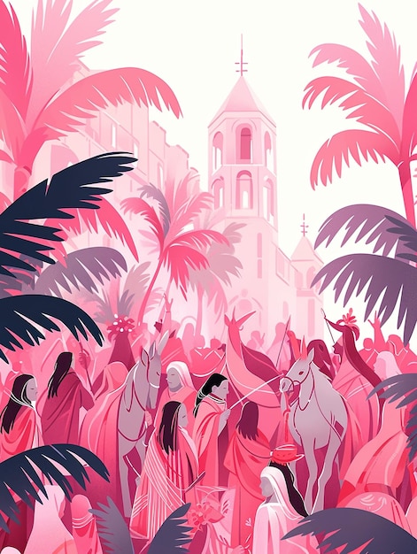illustratie Palmsondag in roze