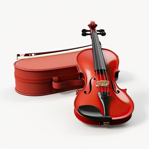 illustratie perfecte viool met strijkstokkoffer rode presentatie van boeiend