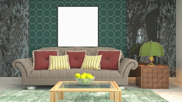 Illustratie posterframe op interieur achtergrond