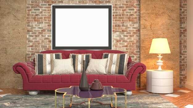 Illustratie posterframe op interieur achtergrond