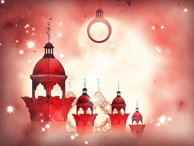 illustratie Ramadan achtergrond in rood