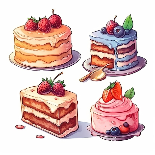 illustratie schattig fluitje van een cent set en dessert