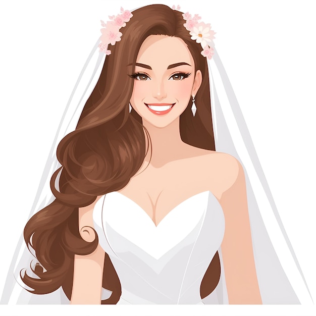 illustratie schoonheid vrouw dragen bruid jurk afbeeldingen met AI gegenereerd
