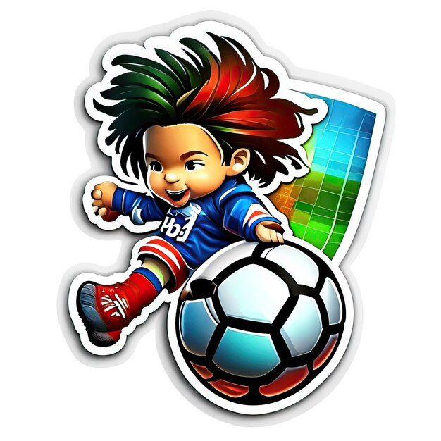 Foto illustratie sticker van een voetballer