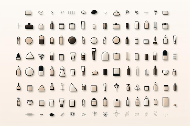 illustratie van 50 moderne minimale vrouwelijke iconen zwart en wit