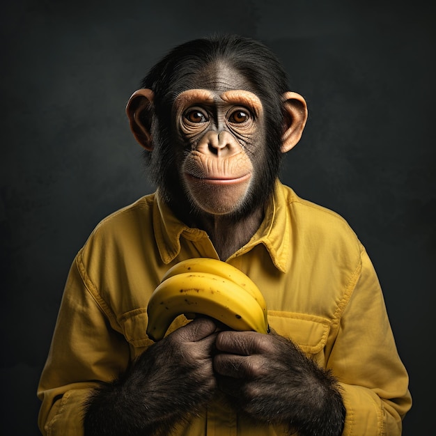 illustratie van aap met banaan