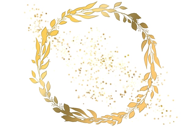 Foto illustratie van abstracte logo achtergrond met takken en gouden cirkel